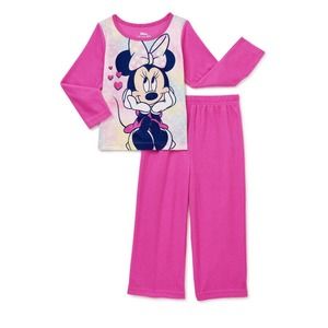 Minnie Mouse Toddler Girls Pajama Set 2-Piece Flannel Pants Long Sleeve PINK NWT
